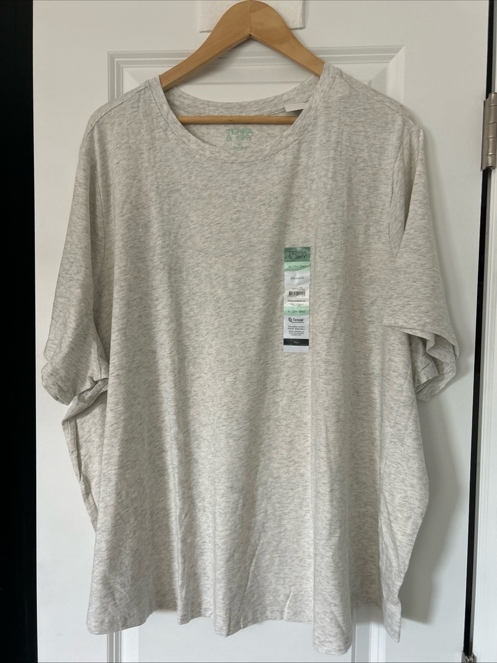 Terra & Sky Women’s Crewneck Tee- Gray Heather- Size 4x NWT- Relaxed Fit